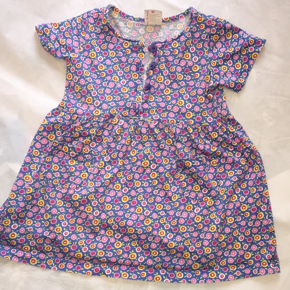 Hanna Anderson Toddler Dress | Floral Print Short Sleeve Dress | Size 4T